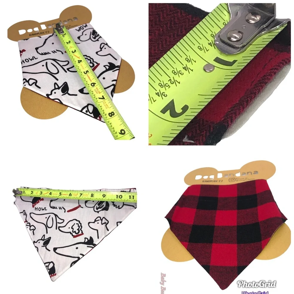Reversible Over the Collar Pet/Dog Slide On Bandana Scarf 2n1 Printed Plaid Dog